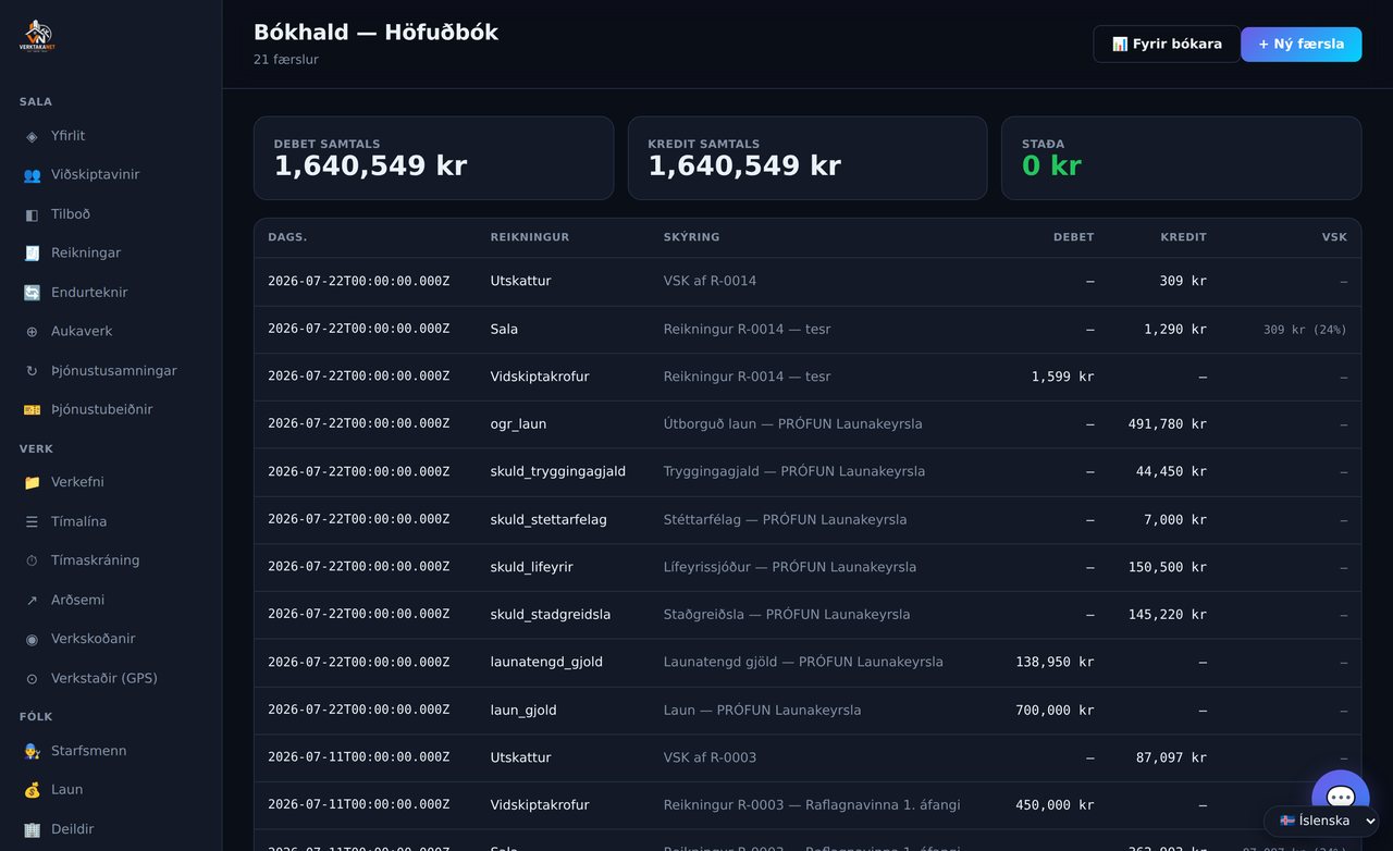 Höfuðbók og dagbók